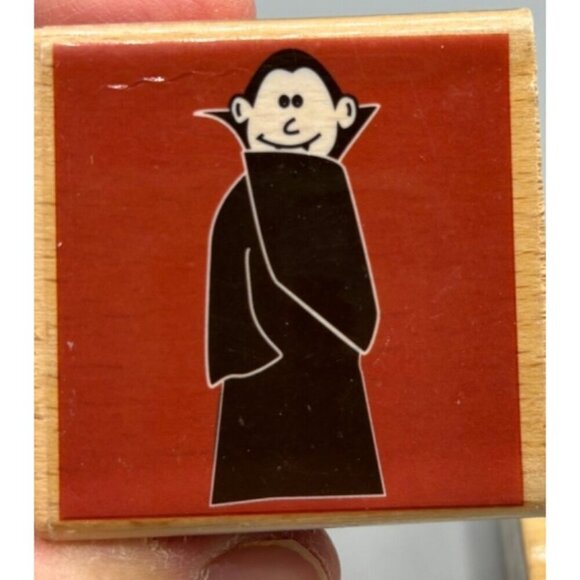 3 Halloween Rubber Stamp Witch Dracula Cat Pumpkin Canadian Maple Collections - Picture 3 of 7